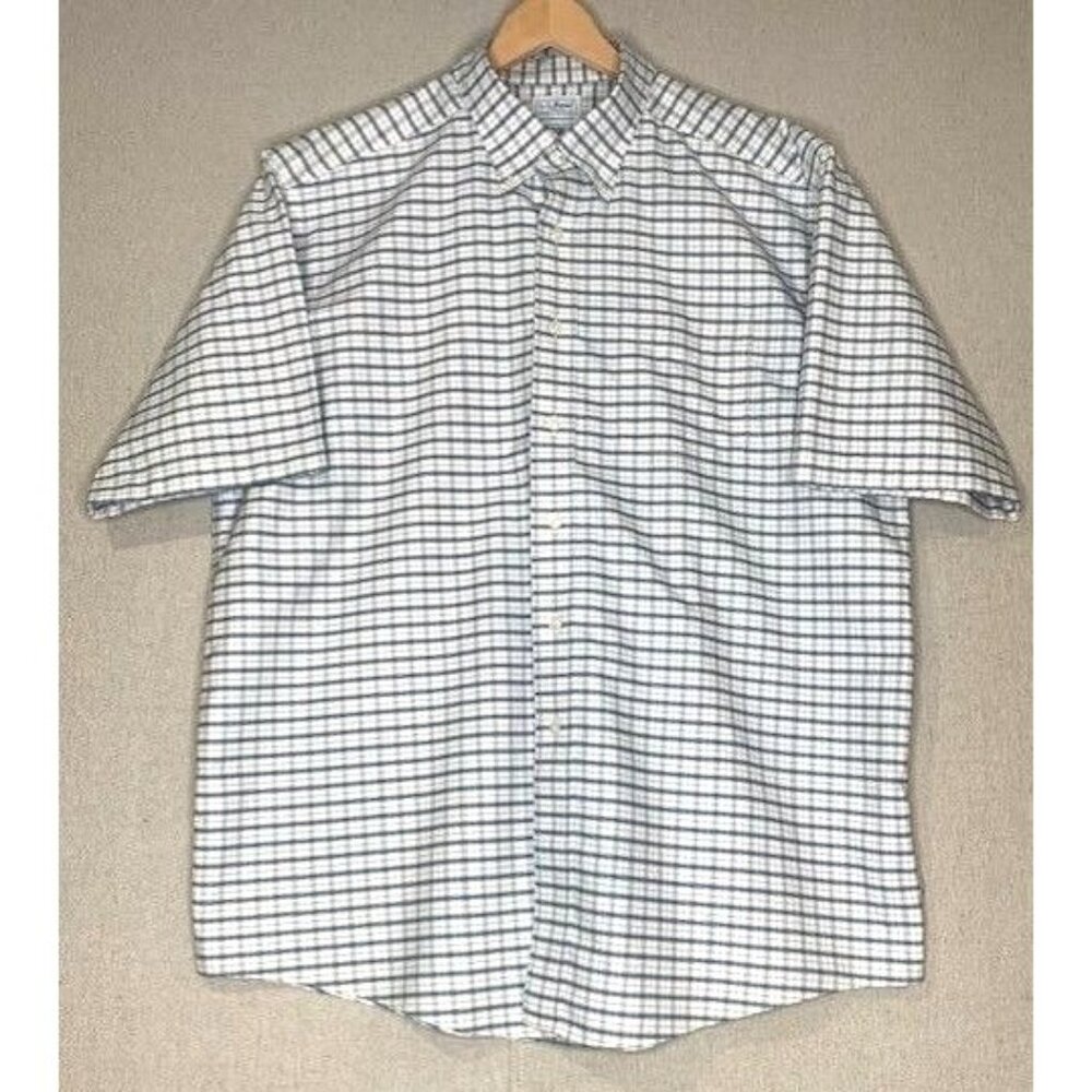 L.L. Bean Traditional Fit Short Sleeve‎ Plaid Shirt 17.5" (XL) Cotton